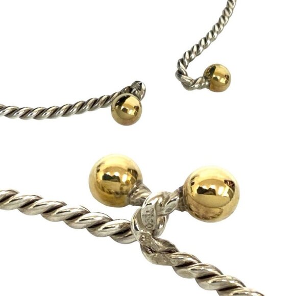 Tiffany & Co Twist Double Eye Bangle Silver 925 18K Gold Bracelet - Picture 2 of 6